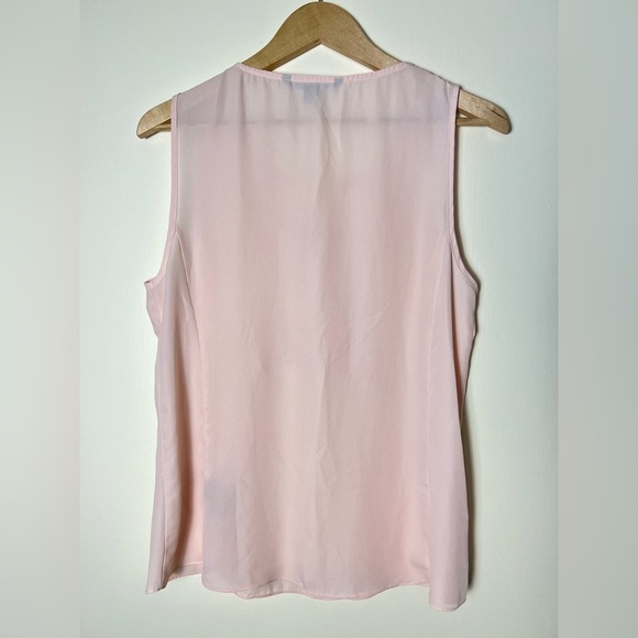 Zac & Rachel Women Top M Pink Blush Lace Embroidery Panel Front Sleeveless Sheer - Picture 3 of 15